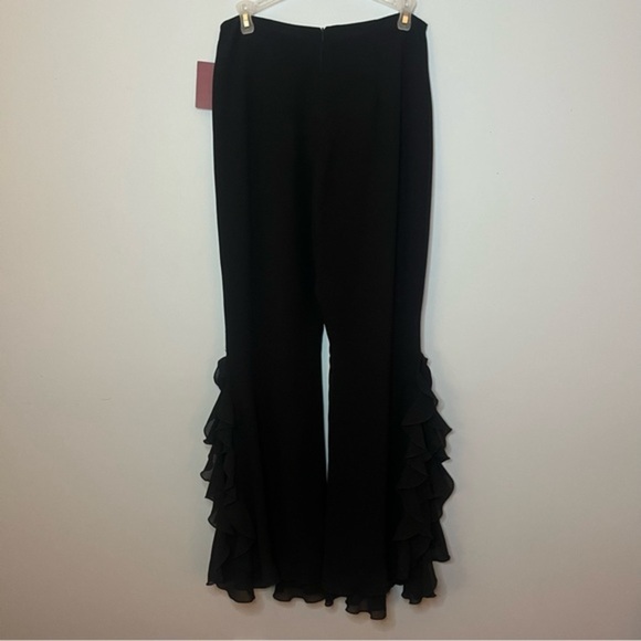 JS Collections Spanish Ruffle Split Hem Lightweight Flare Trousers Size 6 NWT - Picture 13 of 16